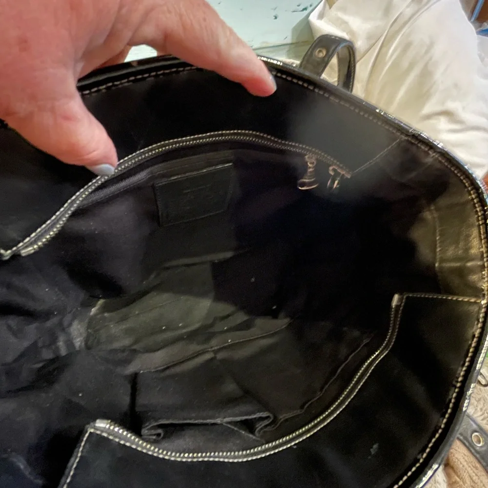 VINTAGE COACH BLACK LEATHER, SATCHEL HOBO SHOULDER BAG - Picture 8 of 16